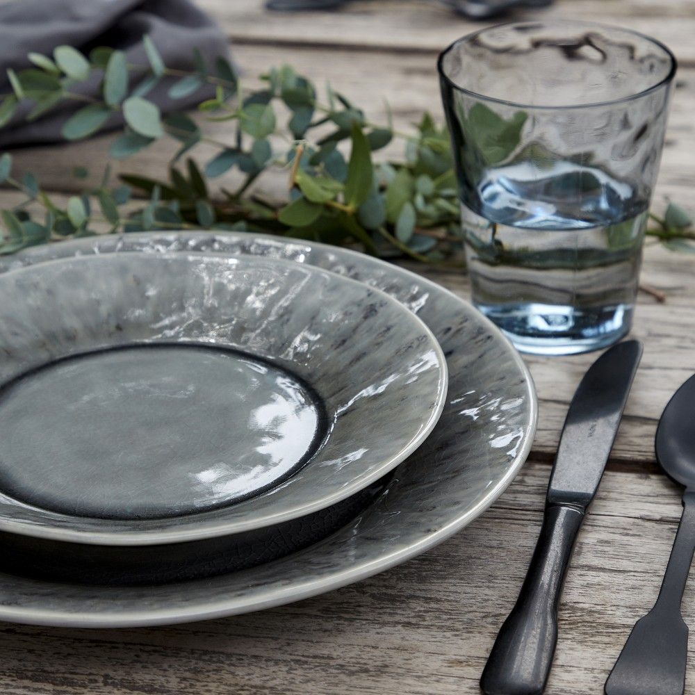 6 Assiettes salade/dessert  gris ou beige "MADEIRA" Ø21