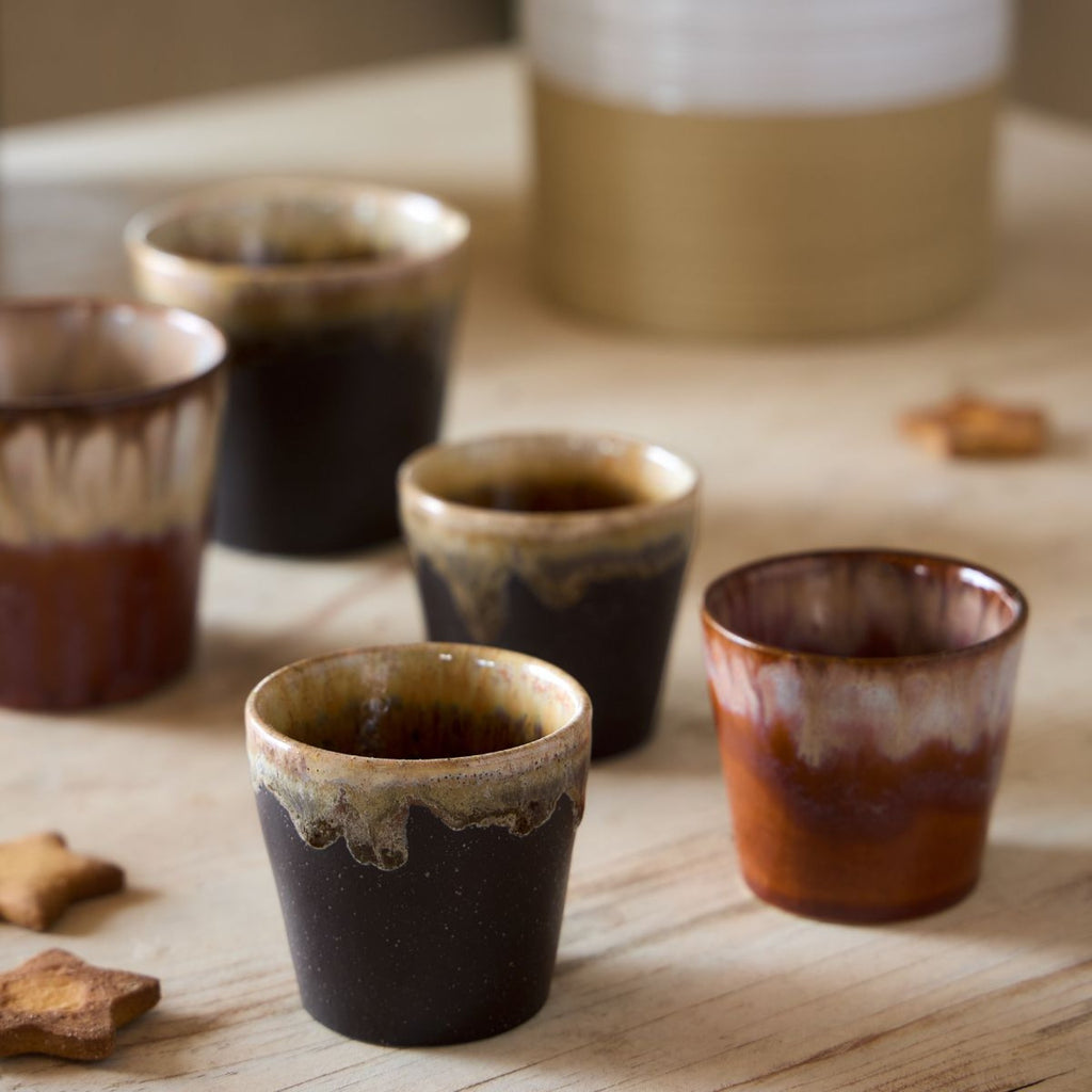 6 verres à espresso et café en poterie