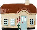 Bougeoir Maison, beige, toit brun décoration fleurs