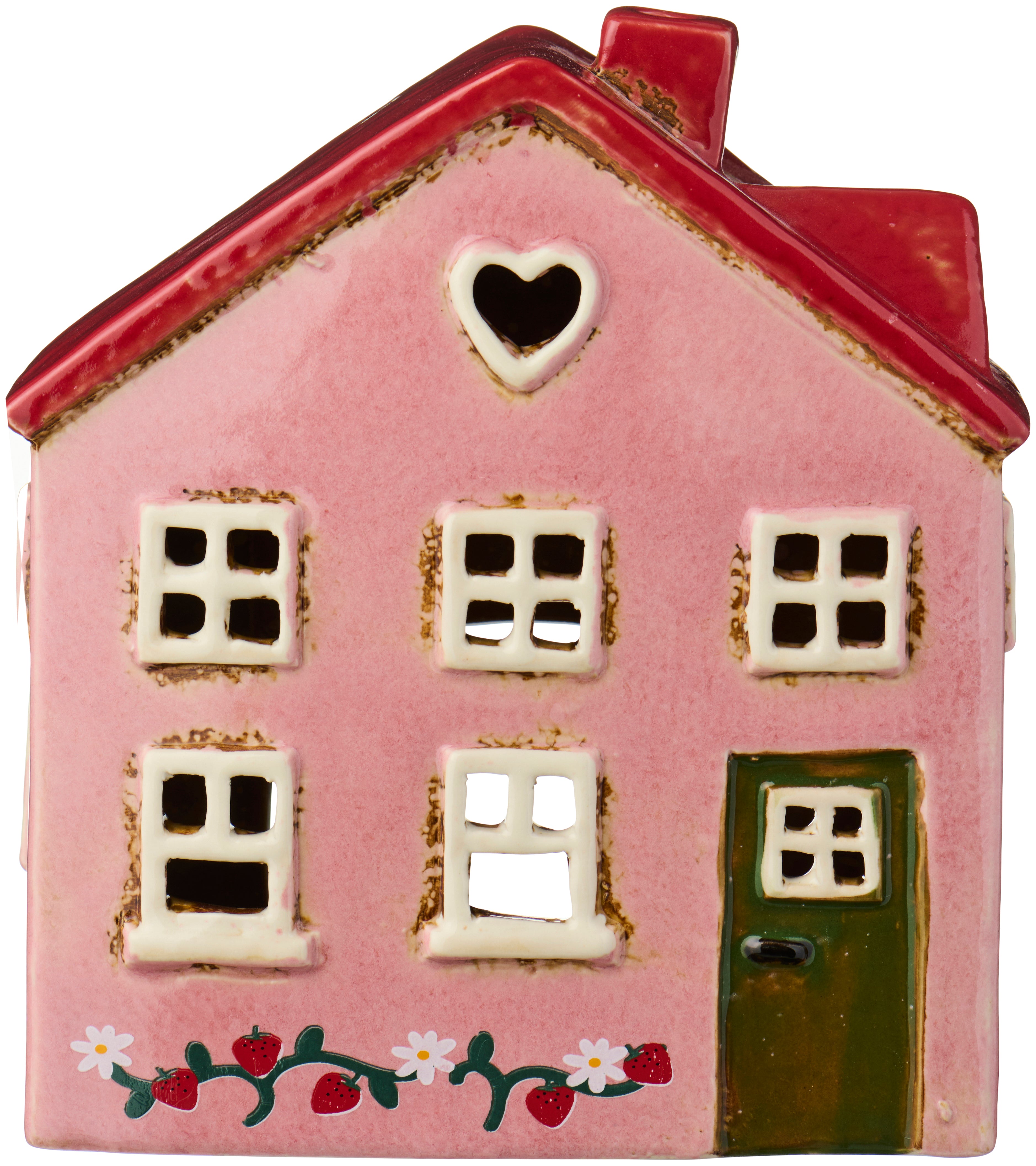 Bougeoir Maison, rose décoration coeur et fleurs