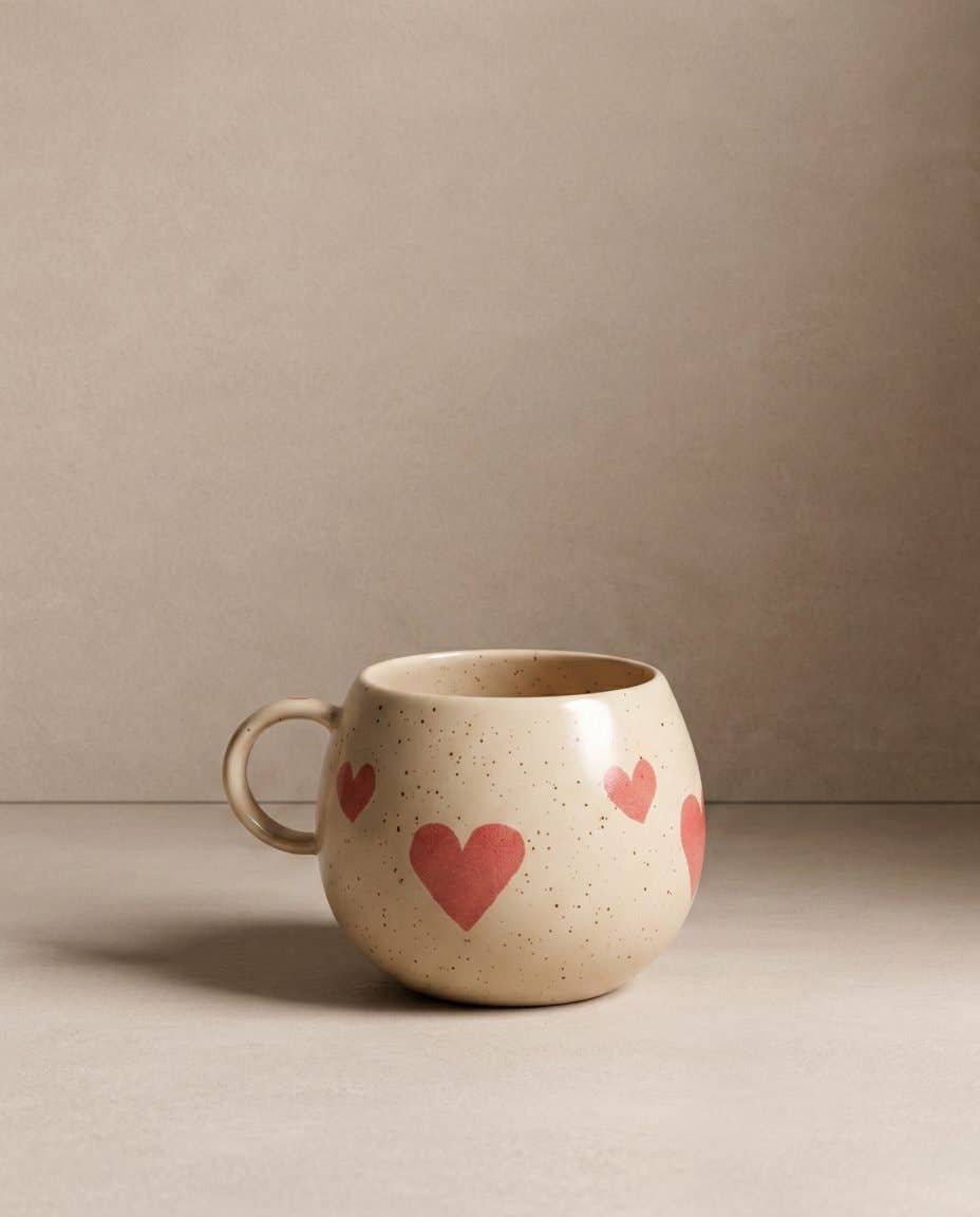 Mug boule en grès Cozy Hearts 500 ml édition limitée