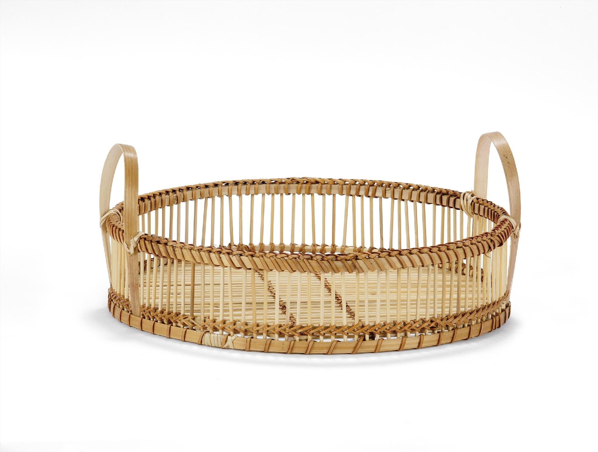 Plateau rond en bambou brun