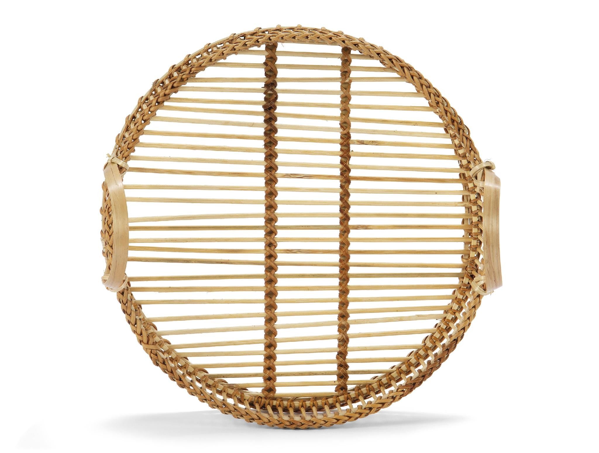 Plateau rond en bambou brun
