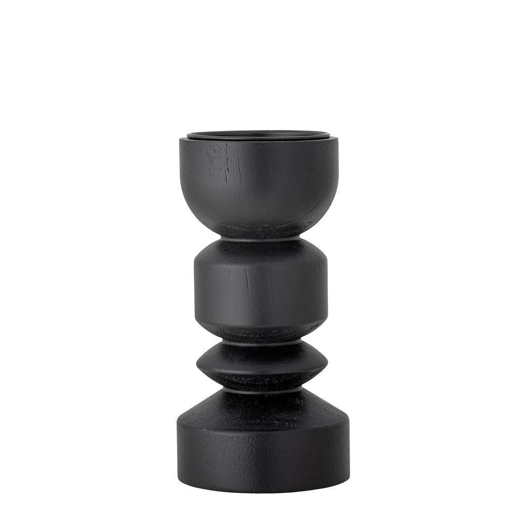 Bougeoir noir en pin