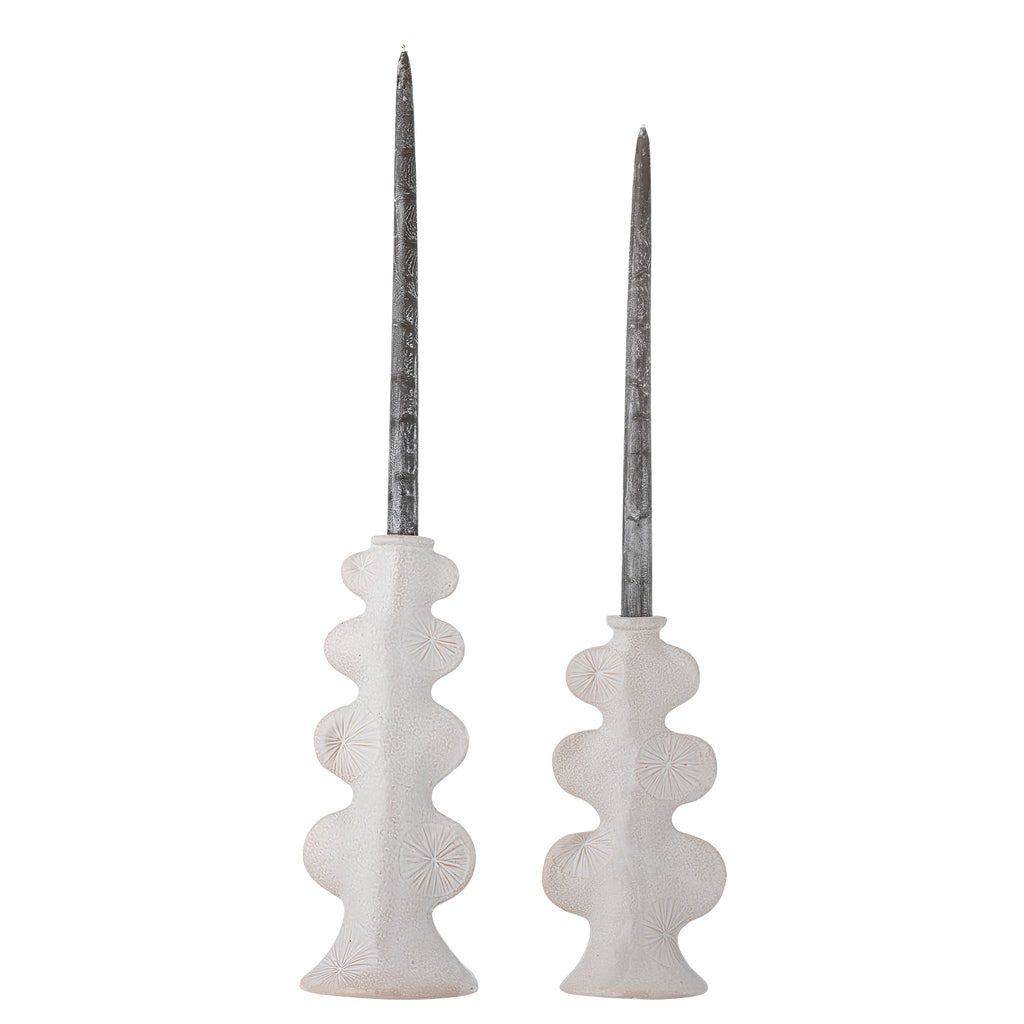 Bougeoirs blanc en grès (2 tailles)