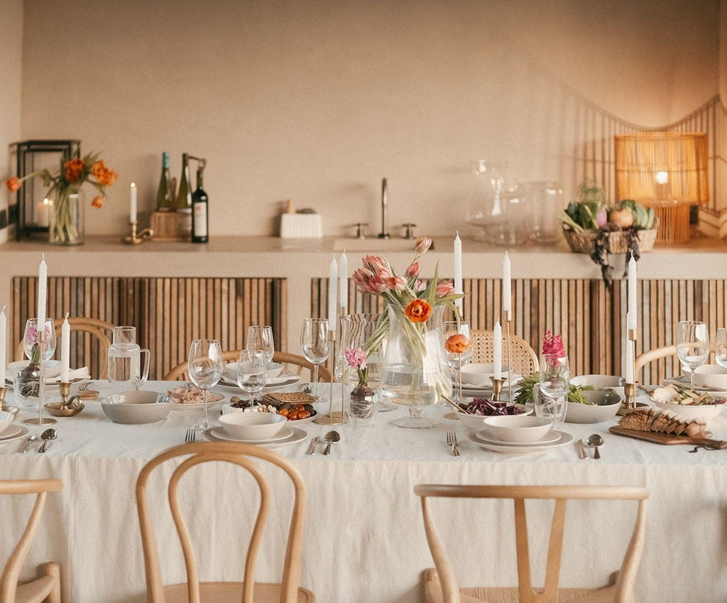 Nappe en lin beige 140x240cm