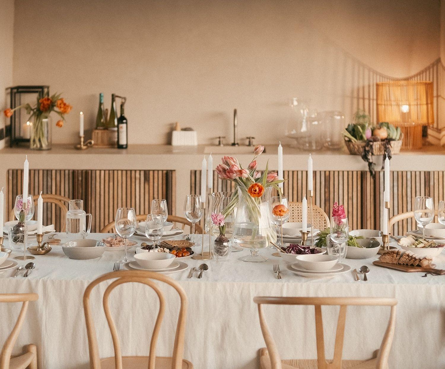 Nappe en lin beige à franges – Image 2