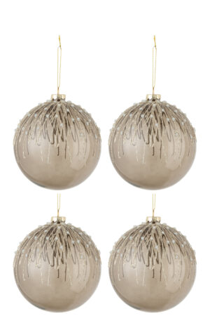 Boule de Noël à suspendre perles paillettes/brun/doré